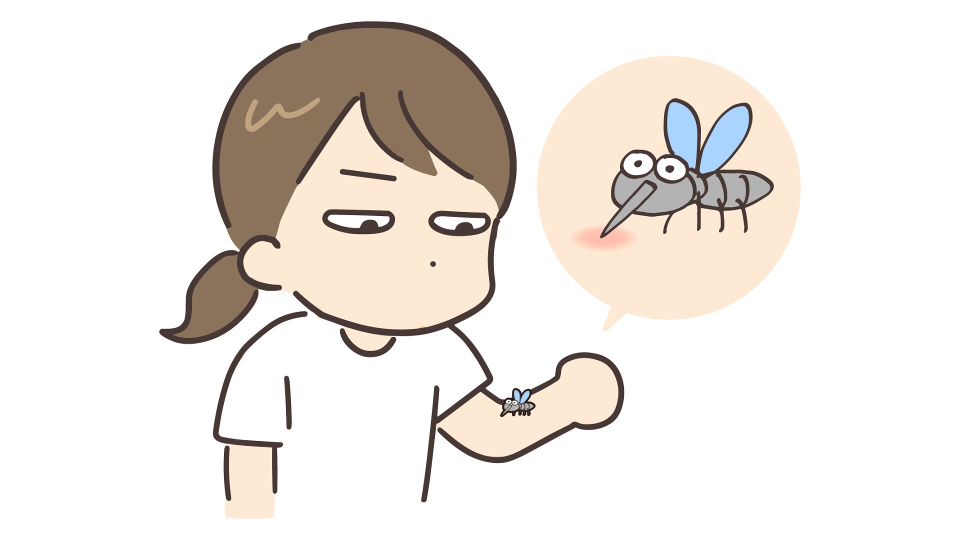 蚊に刺される女性のイラスト