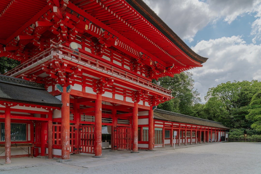 A red building with a sky background
