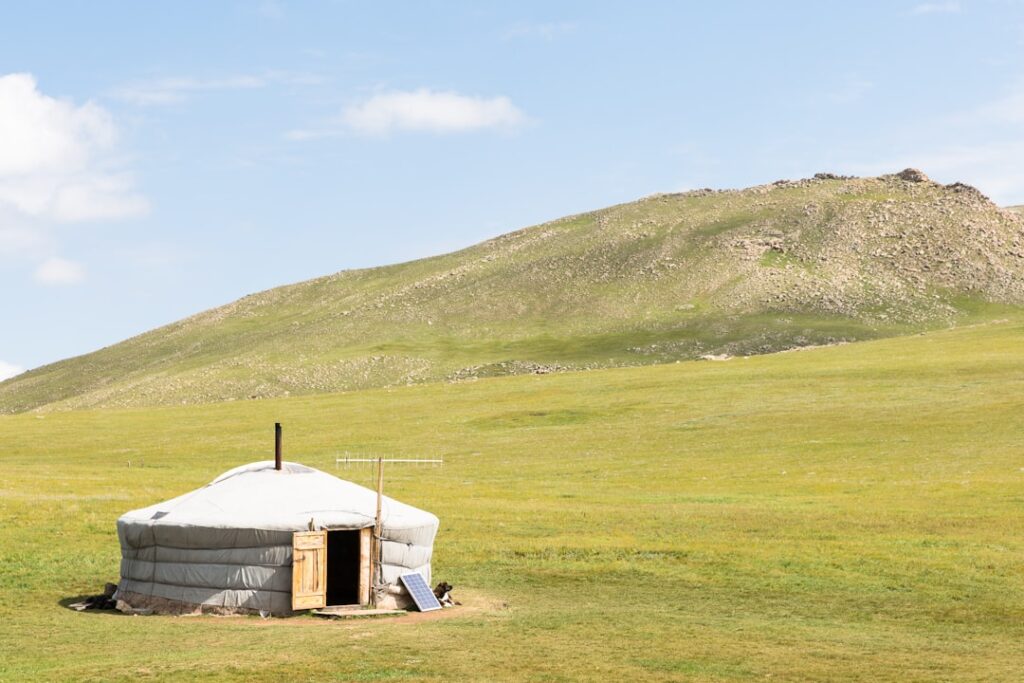 white and brown house on green grass field during daytime
